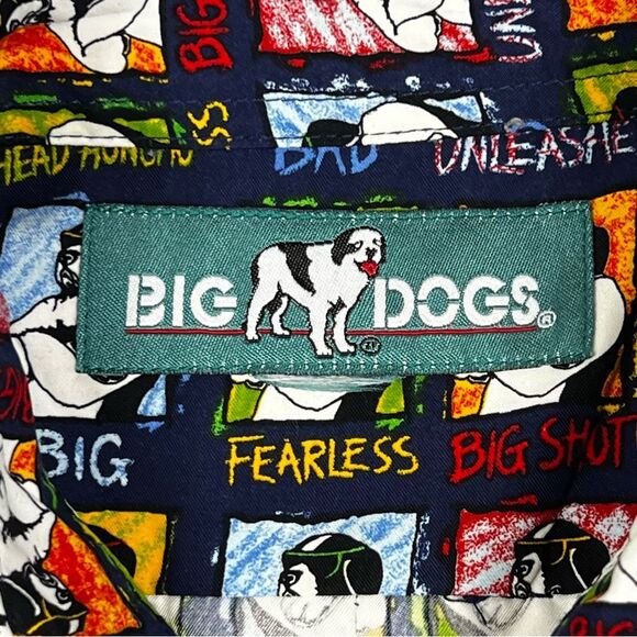 Big Dogs Fearless Big Shot Dogs Multicolor Short Sleeve Button Shirt Men Medium - Picture 7 of 7